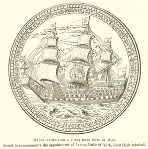Birinci Sınıf Savaş Gemisini Sergileyen Madalya by English School