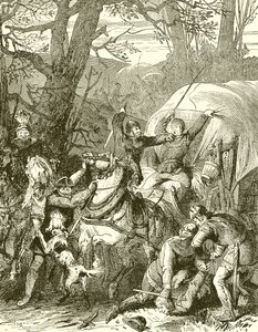 Ortaçağ Gümrük. Bir Tüccar Karavanına Saldıran Hırsız Şövalyeler by English School