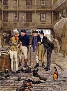 Pickwick kulübü üyeleri Sam Willer ile tanışıyor İngiliz ekolünden Charles Dickens