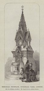Memorial Fountain, Guildhall Yard, Londra, Bay John Robinson, Mimar, Bay Joseph Durham, ARA, Heykeltıraş (gravür) by English School