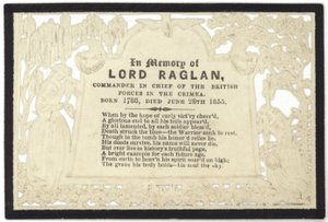 Lord Raglan anısına hatıra kartı by English School