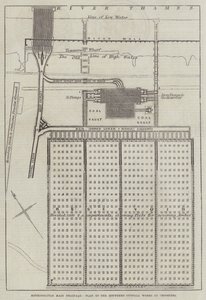 Metropol Ana Drenaj, Crossness Güney Deşarj İşleri Planı (gravür) by English School