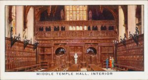 Middle Temple Salonu, İç Mekan (renkli taş baskı) by English School
