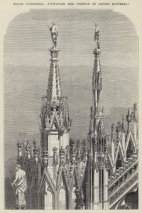 Milan Katedrali, Pinnacles ve Uçan Payanda parçası (gravür) by English School