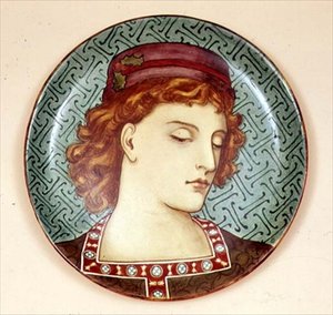 Amatör bir sanatçı tarafından boyanmış Minton çanak, 1880 dolayları by English School
