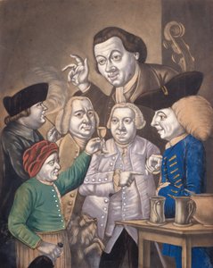 Neşe ve Dostluk, c.1770 (el renkli mezzotint) by English School