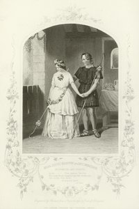 Florizel ve Perdita olarak Bayan Jenny Marston ve Bay F Robinson, The Winters Tale, Act IV, sahne iii by English School