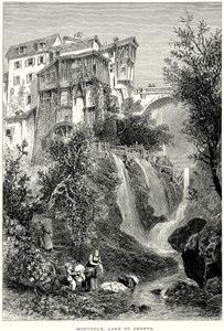 Montrö, Cenevre Gölü (gravür) by English School