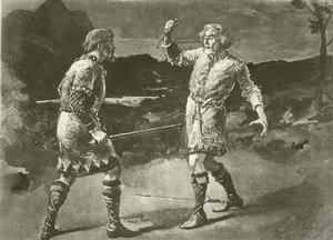 Macduff olarak Bay Alexander ve Macbeth olarak Bay Irving (gravür) by English School