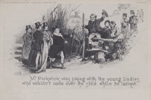 Bay Pickwick genç bayanlarla şakalaşıyor (s/b fotoğraf) by English School