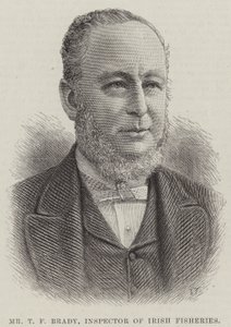 Bay TF Brady, İrlanda Balıkçılık Müfettişi (gravür) by English School