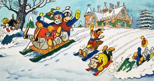 Bay Toad kızakla kayma by English School