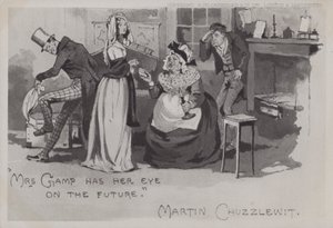 Bayan Gamp, Martin Chuzzlewit (s/b fotoğraf) by English School