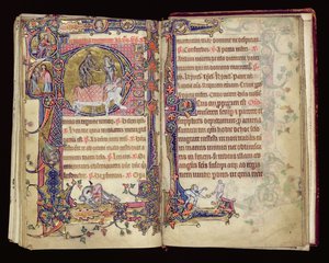 Ms 1-2005, ff.235v-236r: Death Striking, başlangıç tarihi Macclesfield Psalter'dan alınmıştır, Use of Sarum, East Anglia, c.1330 by English School