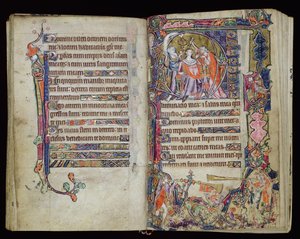 Ms 1-2005, ff.38v-39r: The Anointing of David, Macclesfield Psalter, Use of Sarum, East Anglia, c.1330