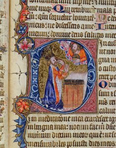 Bayan 26 f.22r. Mezmur 38, David ağzını işaret ediyor, Ramsey Abbey Psalter