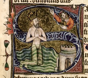 Bayan 26 f.34r. Mezmur 68, David boğuluyor, Ramsey Abbey Psalter