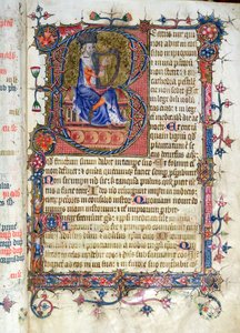 Bayan 26 fol.7r. Mezmur 1, David harping, Ramsey Abbey Psalter