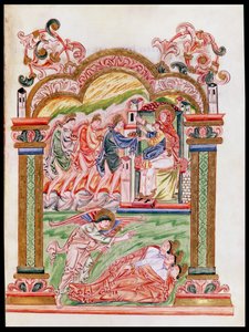 Ms 274 (Y-6) fol.37 The Dream and the Adoration of the Magi, Missal of Jumieges