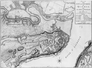 Ms A 224 f.8 Amerikalılar tarafından kuşatma ve abluka ile Quebec şehri ve çevresinin haritası, 