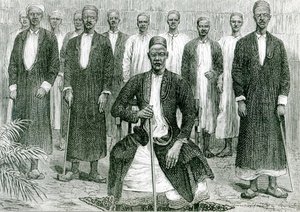Mtesa, Uganda İmparatoru ve diğer şefler (litho) (bw photo) by English School