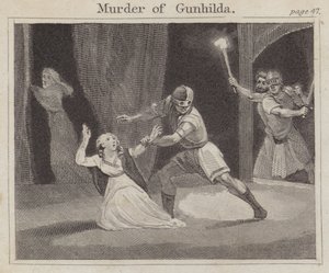 Gunhilda Cinayeti (gravür) by English School