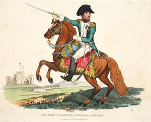 Napolyon Bonapart, Fransa İmparatoru, Romney tarafından oyulmuş, pub. Richard Evans tarafından, William Mudford tarafından yazılan Waterloo Savaşının Tarihsel Hesabından bir örnek, 1816 by English School