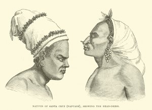 Santa Cruz yerlileri, Papualar, başörtüsünü gösteriyor by English School