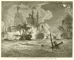 Pondicherry Yollarında İngilizler ve Fransızlar arasında Deniz Harekatı, 1758 by English School