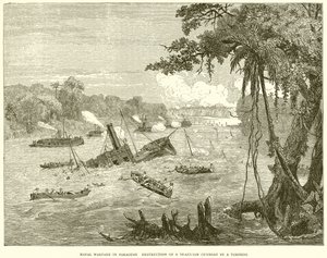 Paraguay'da Deniz Harp. Torpido tarafından Brezilya gambotunun imhası by English School