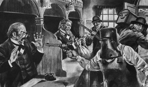Ned Kelly bir bankaya baskın yapıyor (lito) by English School