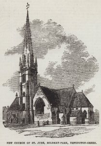Yeni St Jude Kilisesi, Mildmay-Park, Newington-Green (gravür) by English School