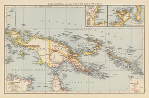 Yeni Gine ve Papua Takımadaları (renkli taş baskı) by English School