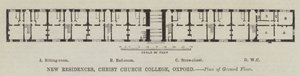 Yeni Konutlar, Christ Church Koleji, Oxford, Zemin Kat Planı (gravür) by English School