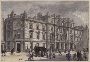 Yeni adliye ve polis karakolu, Bow Street, Londra, c1880 (renkli gravür) by English School
