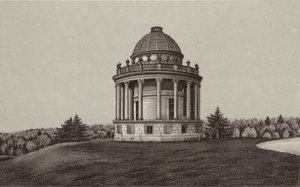Newbury: Temple, Highclere (lito) by English School