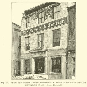 Haber ve Kurye Ofisi, Charleston, 1886 Güney Carolina Depreminde hasar gördü by English School