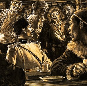 Nikolai Przhevalsky ve Gobi Çölü (kağıt üzerinde guaj) by English School