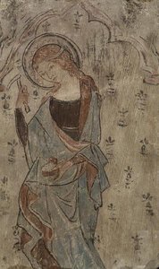 No.0736 St. Dorothy (muhtemelen), St. Andrews Kilisesi'nden, Old Chesterton, Cambridge c.1300 (fresk) by English School