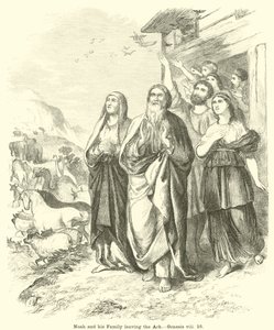 Nuh ve Ailesi Gemiden Ayrılırken, Genesis, viii, 16 by English School