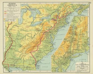Kuzey Amerika 1689-1783 (renkli taş baskı) by English School
