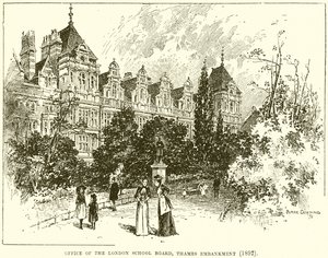 London School Board Ofisi, Thames Embankment (1892) by English School