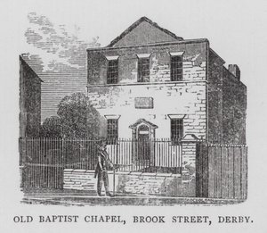 Eski Baptist Şapeli, Brook Street, Derby (gravür) by English School