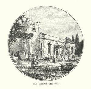 Eski Cheam Kilisesi (gravür) by English School