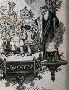 Eski Noel ve çocukları (gravür) by English School