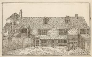 Old Pied Bull, Islington (arka) (kağıt üzerine mürekkep) by English School