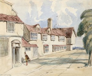 Old Pied Bull, Islington (arka) (kağıt üzerinde wc) by English School