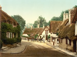 Old Village Shanklin (el ile renklendirilmiş fotoğraf) by English School