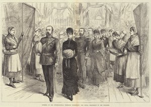 Uluslararası Balıkçılık Sergisinin Açılışı, Binadaki Kraliyet Alayı (gravür) by English School