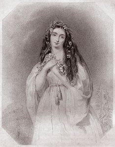 Ophelie (Ophelia) (Hamlet) - “” Shakespeare Kadın Galerisi, erken dönem Londra sanatçıları tarafından eleştirel ve edebi notlarla zenginleştirilmiş kırk beş ciddi portre koleksiyonu”””” 1838 dolaylarında - “” Shakespeare Kadınları Galerisi